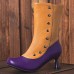 Large Size Women Casual Side  zip Colorblock Comfy Cone Heel Mid Calf Boots