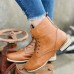 Large Size Women Casual Side  zip Comfy Flat Brown Tooling Boots